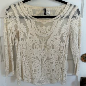 H&M Lace Overlay Blouse